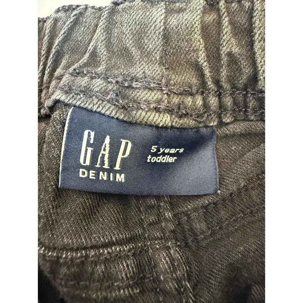 Gap Kids Denim Black Wash Pull On Frayed Hem Jean Shorts 5